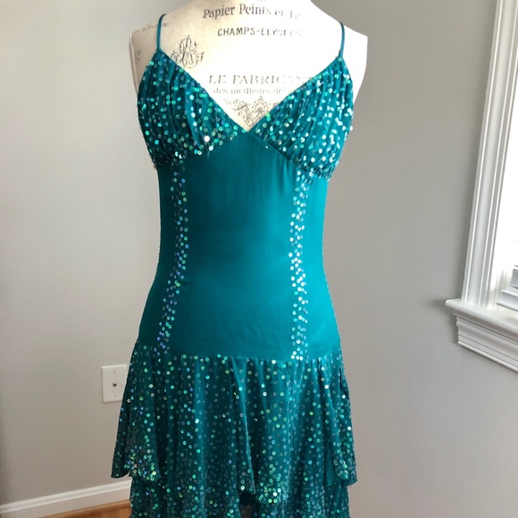 Bebe Green Sparkle/Sequin Dress - Picture 1 of 6